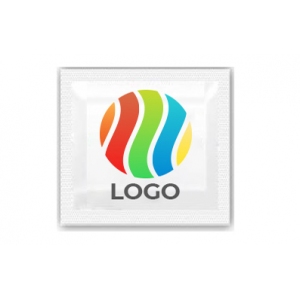 Салфетки влажные в индивидуальной упаковке с логотипом