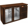 Стол холодильный, L1.39м, без борта, 2 двери стекло, ножки низкие, +2/+10С, пластификат коричневый, дин.охл., агрегат справа, увеличенный объем