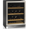 Шкаф холодильный для вина,  45бут. (155л), 1 дверь стекло, 4 полки, ножки, +5/+18С, дин.охл., черный+нерж.сталь, R600a, LED