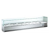Витрина холодильная настольная, горизонтальная, для топпингов, L1.50м, 6GN1/3, +2/+8С, стат.охл., нерж.сталь, верхняя структура стекло