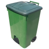 Контейнер для мусора 1100л L 137см w 107см h 135см c плоской крышкой на 4-х колёсах, пластик зеленый