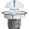 Салат-бар холодильный островной, L1.45м, белый+металл, +3/+10C, колеса, купол пластик сферический, подсветка LED купола, направляющие, 4 поддона
