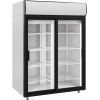 Шкаф холодильный, 1400л, 2 двери-купе стекло, 8 полок, ножки, +1/+10С, дин.охл., белый, рамы дверей чёрные, канапе, R290