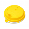 Крышка для стакана 200-250мл D 80мм пластик ПП желтый с заглушкой и пробивным отверстием для трубочки