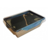 Коробка универсальная с пластиковой крышкой 500мл бумага крафт/чёрный