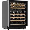 Шкаф холодильный для вина,  46бут. (145л), 1 дверь стекло, 6 полок, +5/+12С и +12/+20С, дин.охл., черный, R600a, подсветка