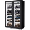 Шкаф холодильный для вина, 132бут., 2 двери стекло, 4 стойки+6 ящиков, ножки, +4С и +18С, дин.охл., LED, черный полуглянец, R290, рама черная