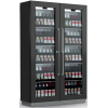 Шкаф холодильный для вина, 168бут., 2 двери стекло, 8 стоек, ножки, +4С и +18С, дин.охл., LED, черный полуглянец, R290, рама черная