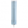 Диспенсер для стаканов одноразовых объемом 120-300мл, настенный, D стакана 64-83мм, вертикальный, пластик голубой, подача нижняя, крышка пластик