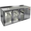 Стол холодильный, GN1/1, L1.95м, борт H50мм, 3 двери стекло, ножки низкие, -2/+10С, нерж.сталь, дин.охл., агрегат справа, увелич.объем
